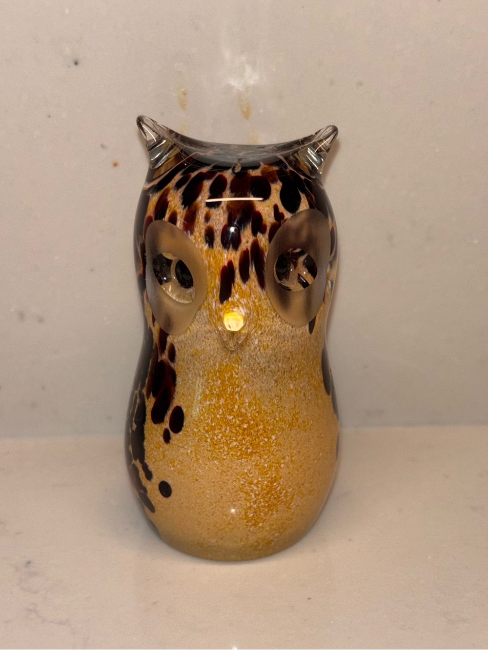 Paul Miller Signed Handblown Glass Owl Langham England Figurine